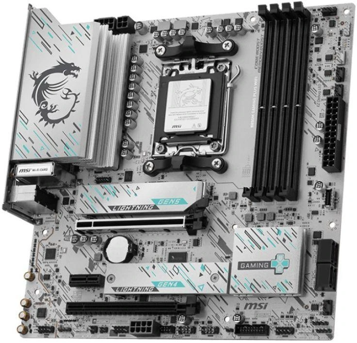 Pagrindinė plokštė MSI B850M GAMING PLUS WIFI | Procesorių šeima AMD | Procesoriaus lizdas AM5 | DDR5 | Palaikomos standžiojo disko sąsajos SATA, M.2 | SATA jungčių skaičius 4