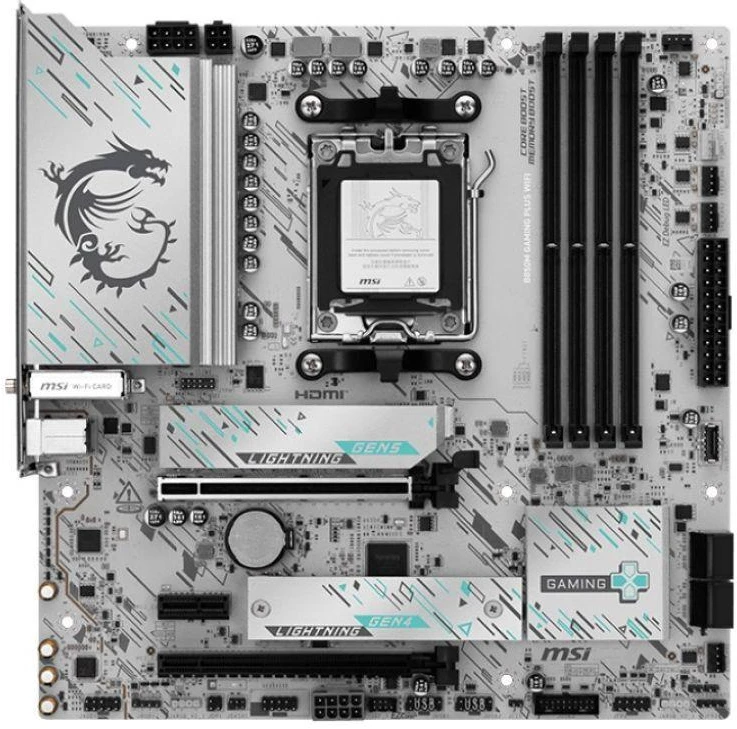 MSI B850M GAMING PLUS WIFI | Procesorių šeima AMD | Procesoriaus lizdas AM5 | DDR5 | Palaikomos standžiojo disko sąsajos SATA, M.2 | SATA jungčių skaičius 4