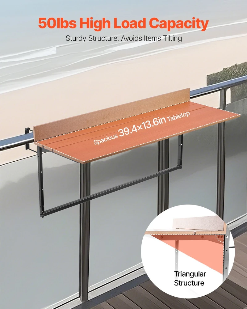VEVOR Balkono kabantis stalas 100 x 34 cm