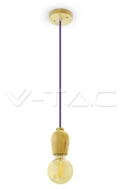 Pakabinamas šviestuvas Pakabinamas medinis šviestuvas, E27, Ø73, laido spalva: violetinė