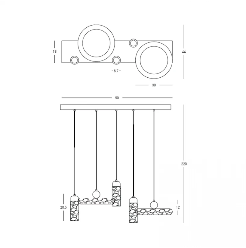 Pakabinamas šviestuvas, 3xGU10 + 14W 3000K integruotas LED, smėlio/rudos sp., 25451