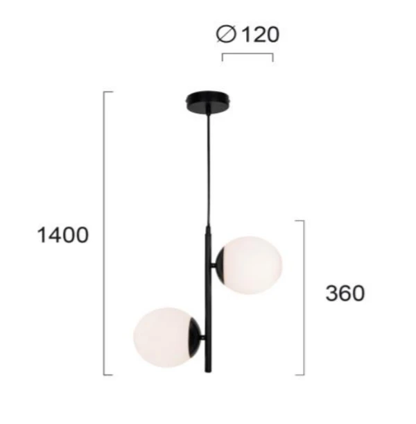 Pakabinamas šviestuvas ANOUK 2/LIGHTS, G9, juodas, 4233300