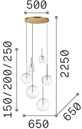 Pakabinamas šviestuvas EQUINOXE, 6xG4, sendinto žalvario sp., 345406