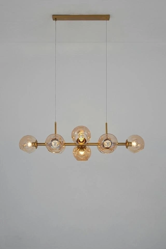 Pakabinamas šviestuvas ROMEO GOLD, 8xE27, aukso/gintaro sp.