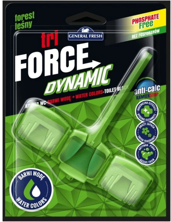 Pakabinamas tualeto valiklis General Fresh Tri Force Dynamic, 45 g, Forest