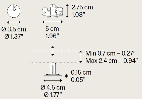 Pakabinamo šviestuvo laikiklis RECESSED MICRO, baltas