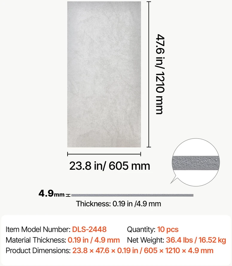 VEVOR 605x1210mm PVC lubų plokštės, 10 vnt.