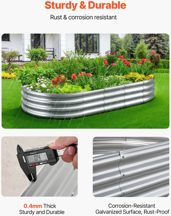 Vevor Cinkuota metalinė dėžė daržovėms 180x90x30cm