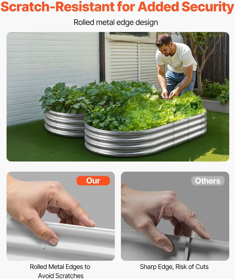 Vevor Cinkuota metalinė dėžė daržovėms 180x90x30cm