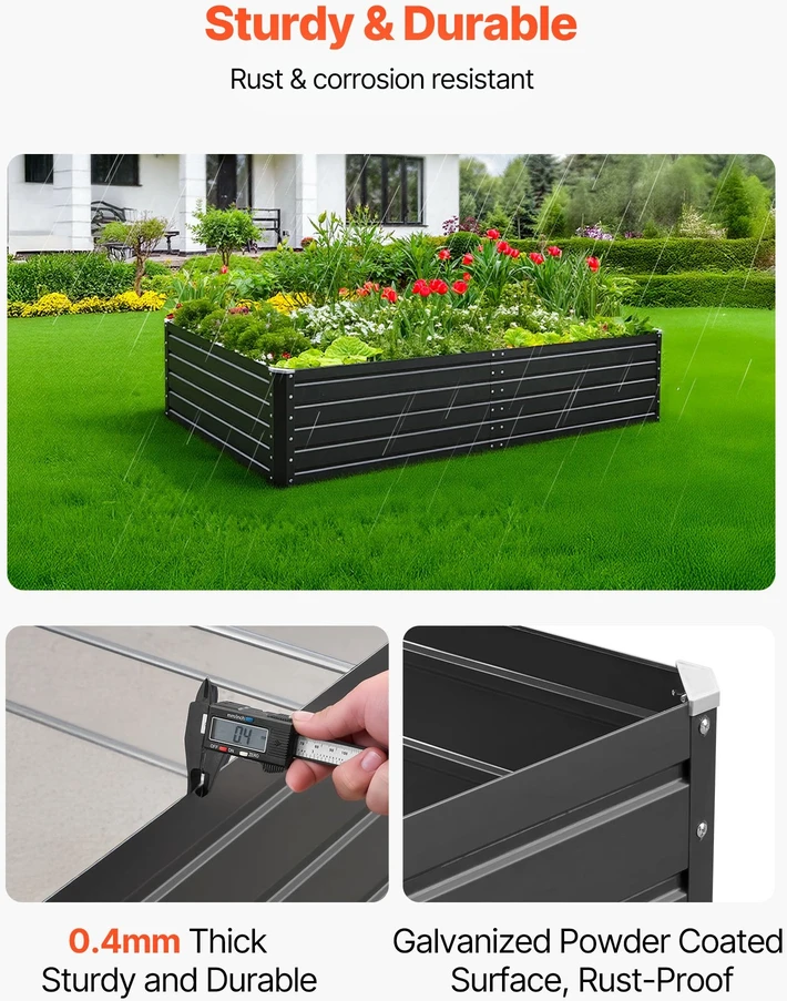 VEVOR Metalinė pakelta sodo lysvė, 2.0 x 1.0 x 0.5 m