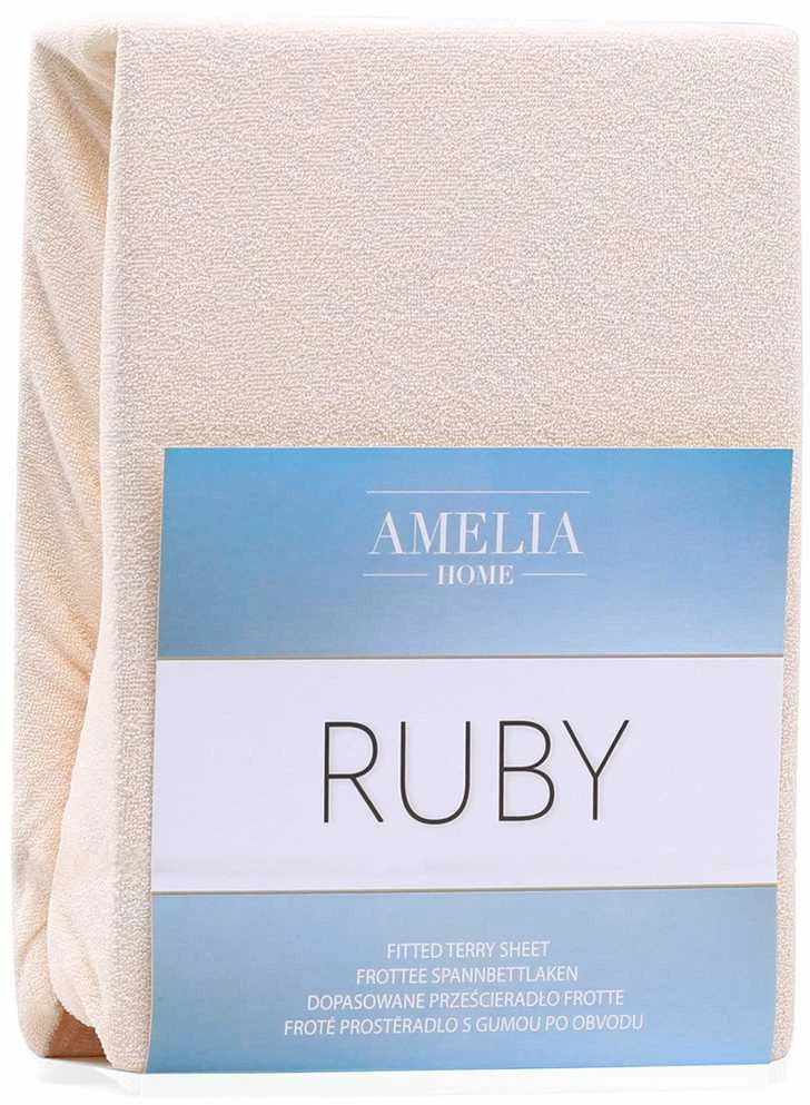 AmeliaHome Paklodė su guma 140–160×200+30 cm šviesiai smėlio AH RUBY