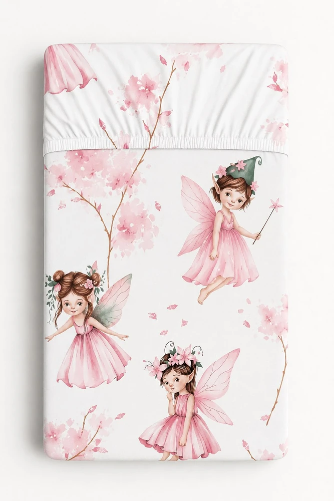 Paklodė su guma kūdikio lovytei 120 × 60 cm Blossom Fairies