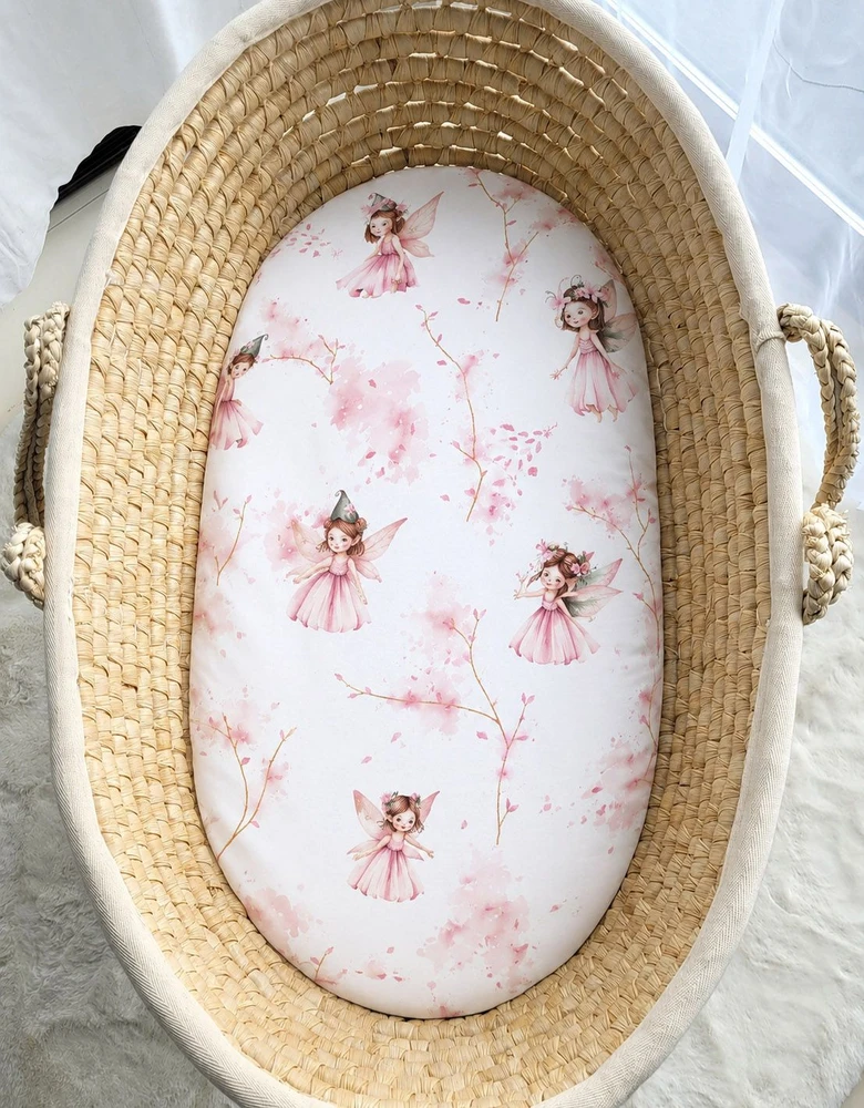 Paklodė su guma Moses krepšiui 75 × 35 cm Blossom Fairies