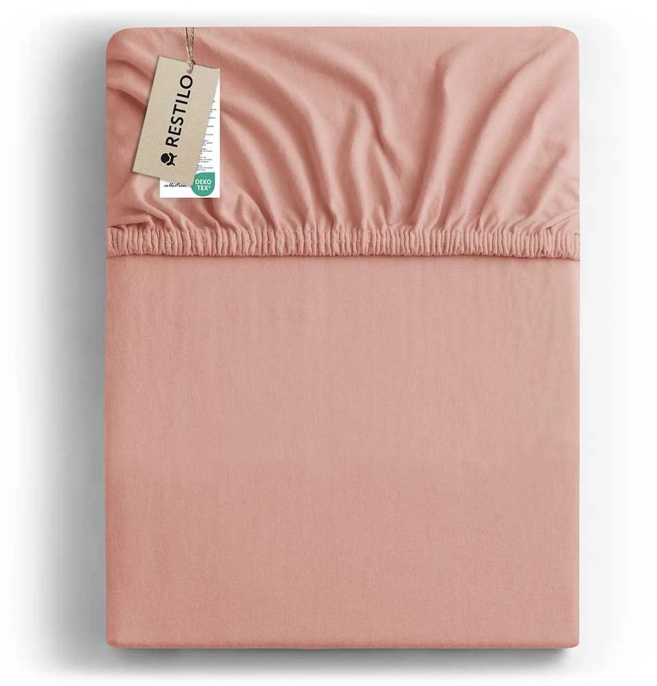 DecoKing Paklodė su guma persiko spalvos 80–90x200+30 cm