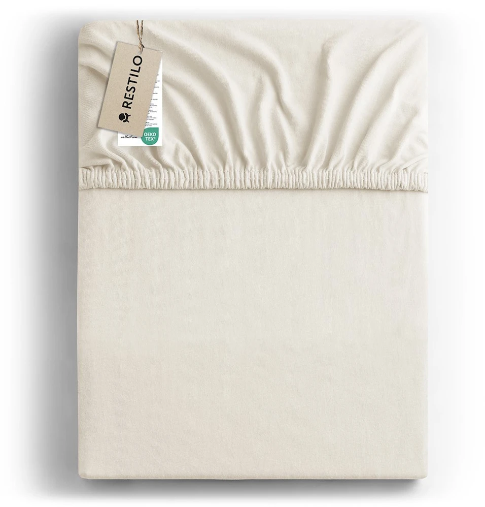 DecoKing Paklodė su guma Restilo 80–90 × 200 × 30 cm, ekru