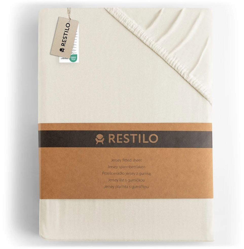 DecoKing Paklodė su guma Restilo 80–90 × 200 × 30 cm, ekru