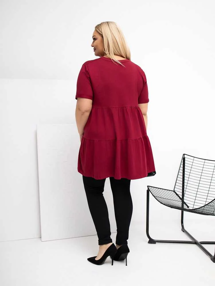 Palaidinė moterims plus size bordo spalvos