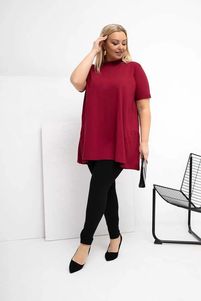 Palaidinė moterims plus size bordo spalvos