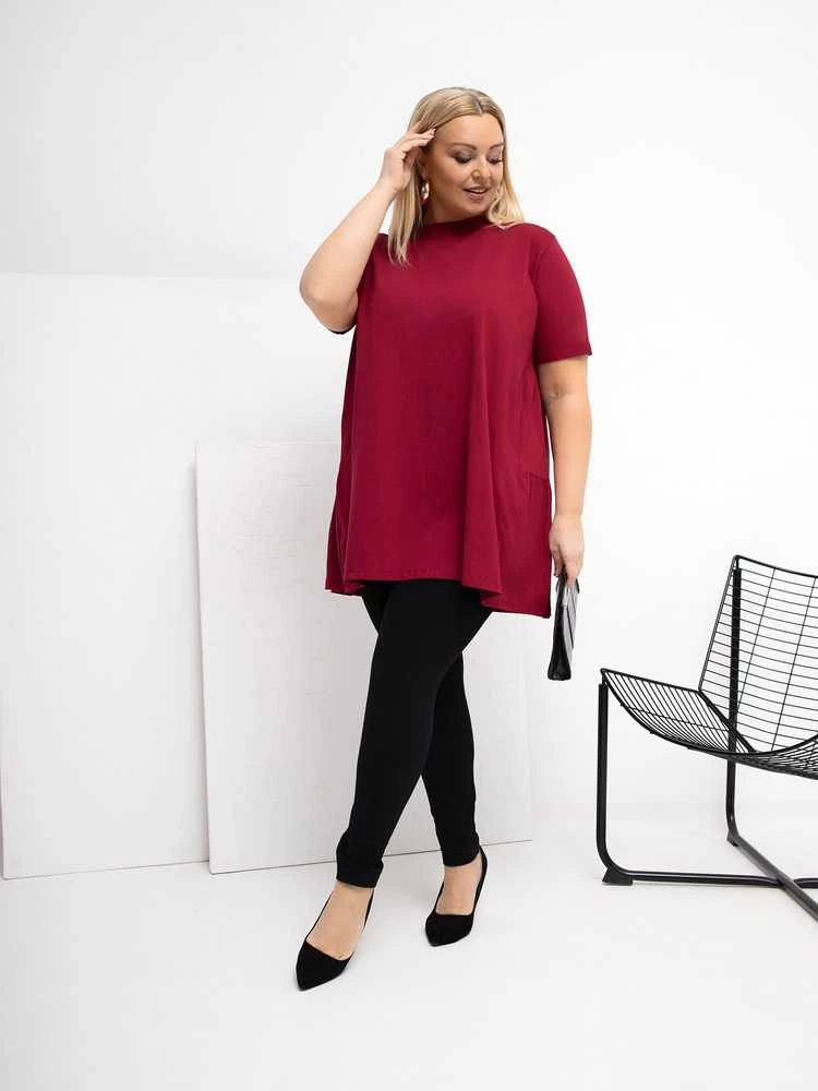 Palaidinė moterims plus size bordo spalvos