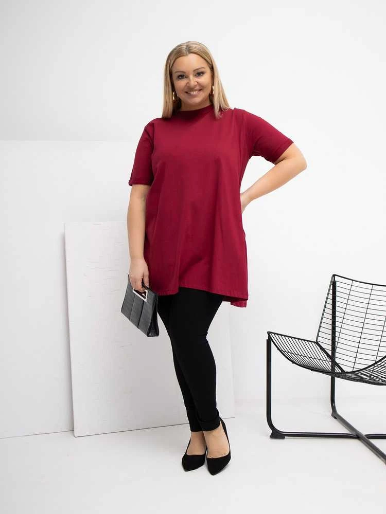 Palaidinė moterims plus size bordo spalvos