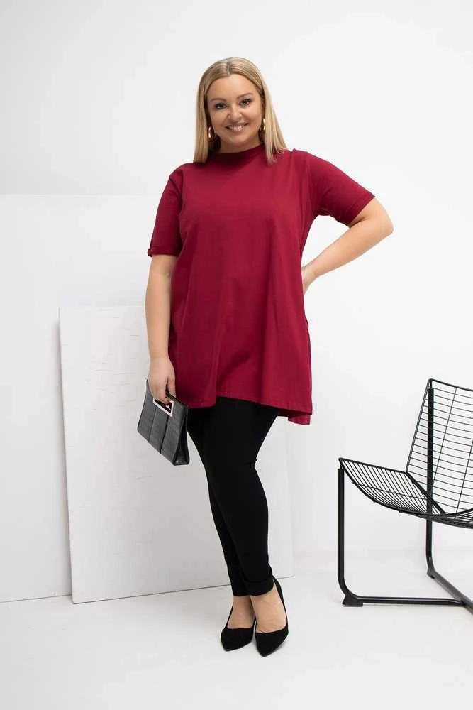 Palaidinė moterims plus size bordo spalvos