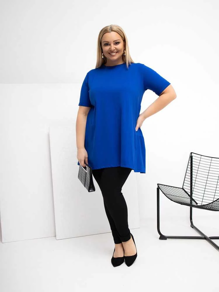 Palaidinė moterims plus size kobalto spalvos