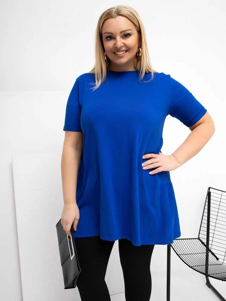 Palaidinė moterims plus size kobalto spalvos
