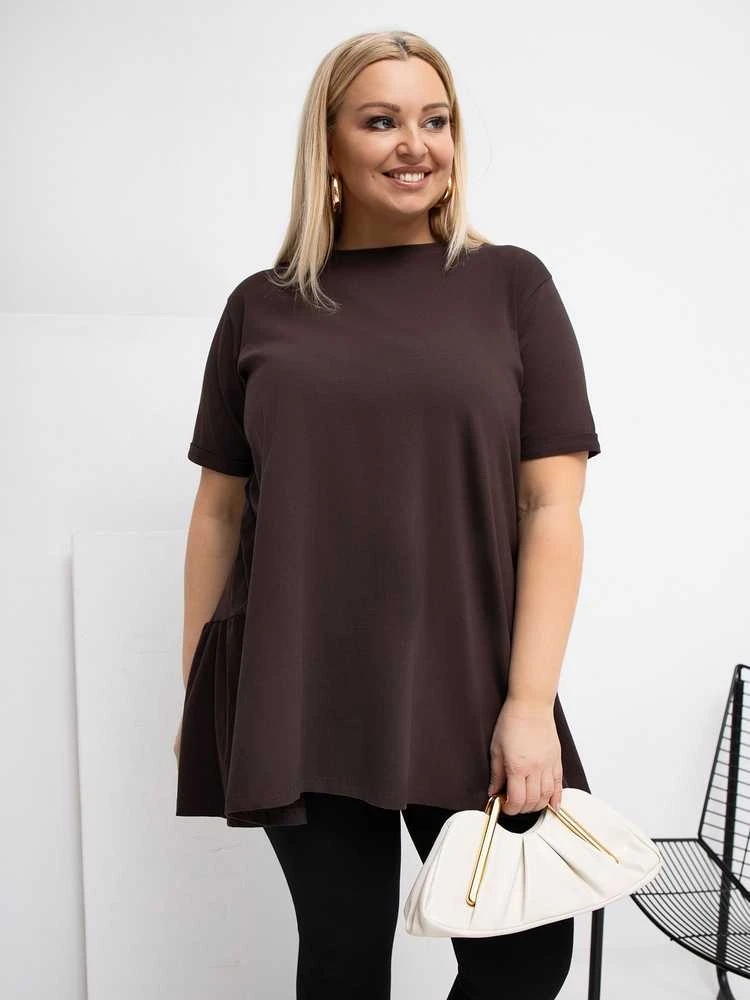 Palaidinė moterims plus size tamsiai ruda