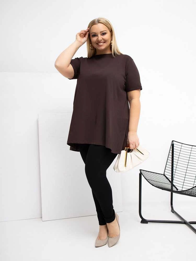 Palaidinė moterims plus size tamsiai ruda