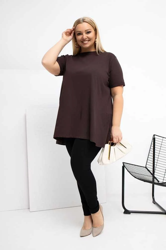 Palaidinė moterims plus size tamsiai ruda