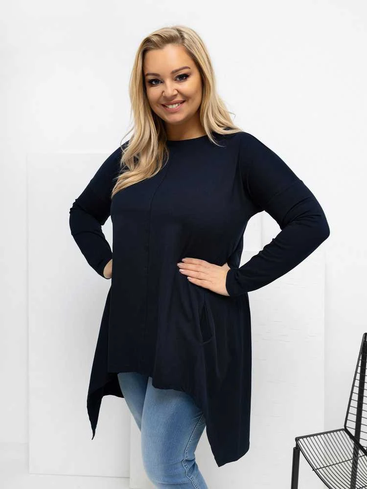 Palaidinė moteriška tamsiai mėlyna plus size RV