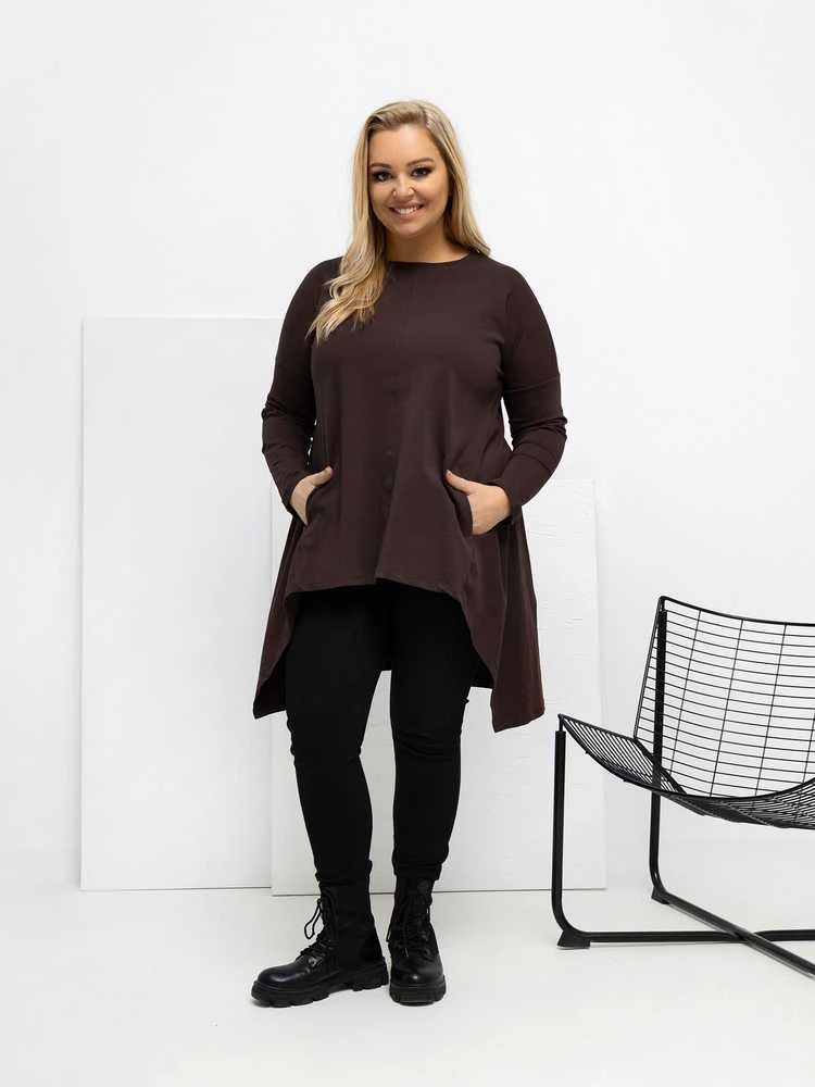 Palaidinė moteriška tamsiai ruda plus size RV