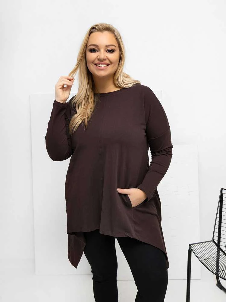 Palaidinė moteriška tamsiai ruda plus size RV