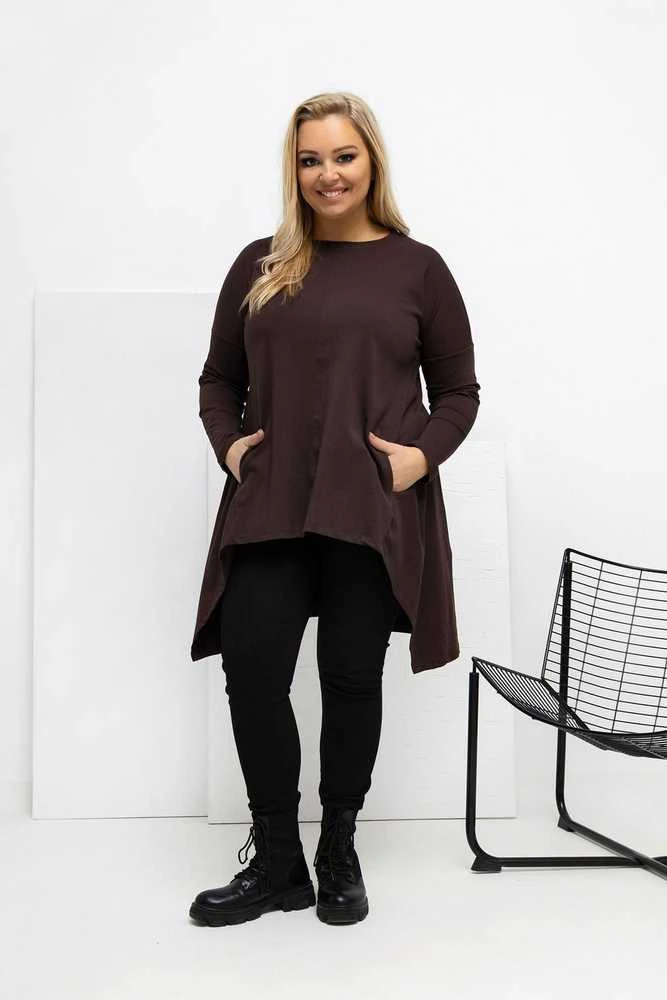 Palaidinė moteriška tamsiai ruda plus size RV