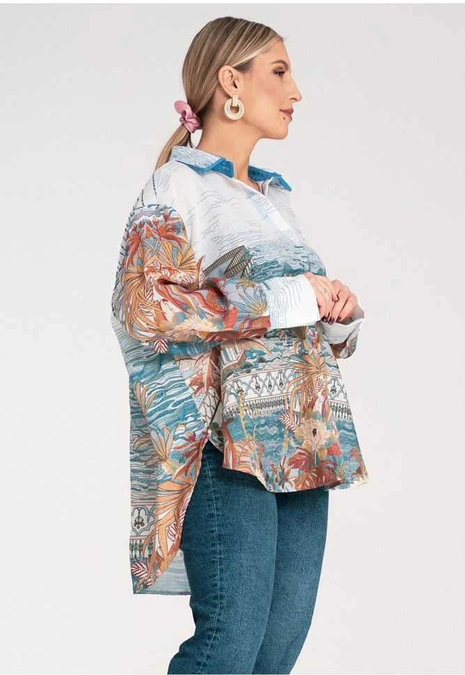 Palaidinė su ilgomis rankovėmis ir spalvotu raštu kasdienai Figl
