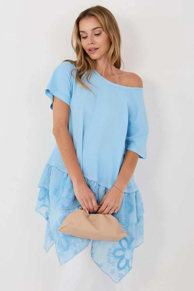 Palaidinė šviesiai mėlyna moteriška oversize