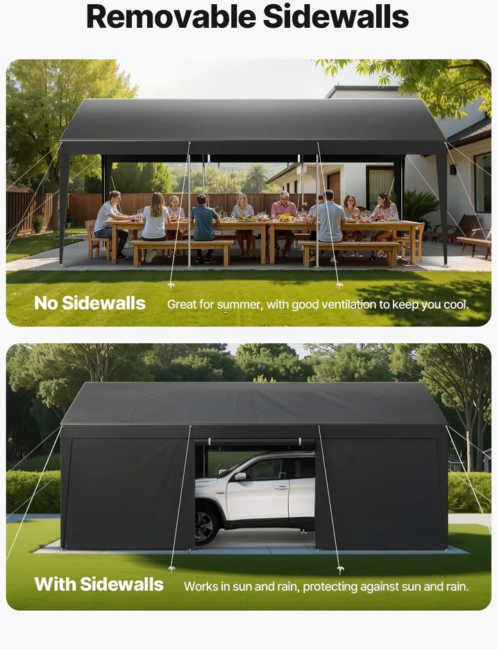 Vevor Automobilio pastogė su šoninėmis sienomis 3.66x6.10m
