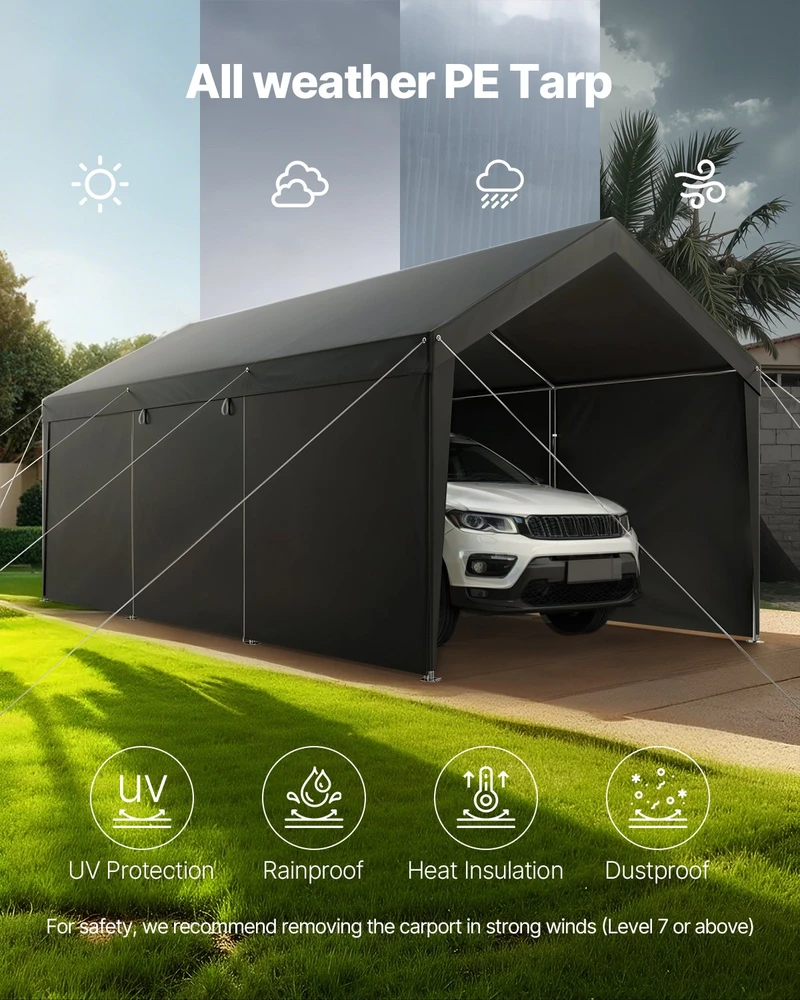 Vevor Automobilio pastogė su šoninėmis sienomis 3.66x6.10m
