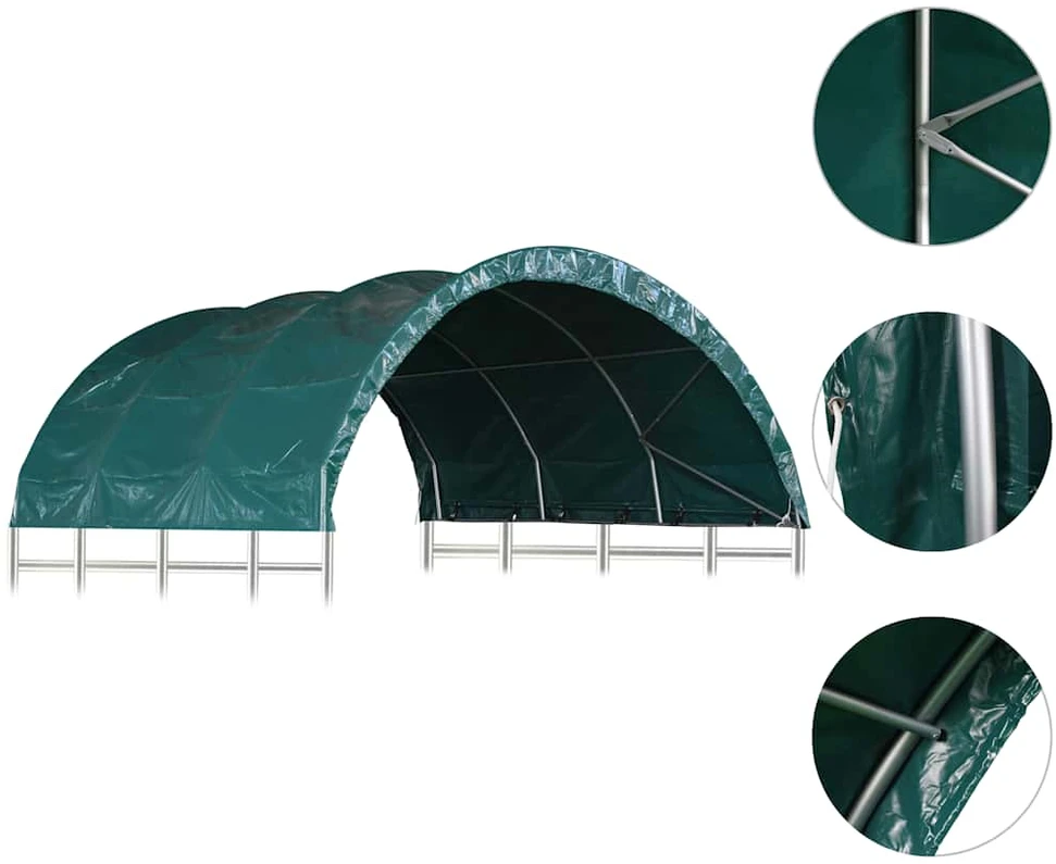 Palapinė gyvuliams, žalia, 3,7x3,7m, PVC (310028+310029)