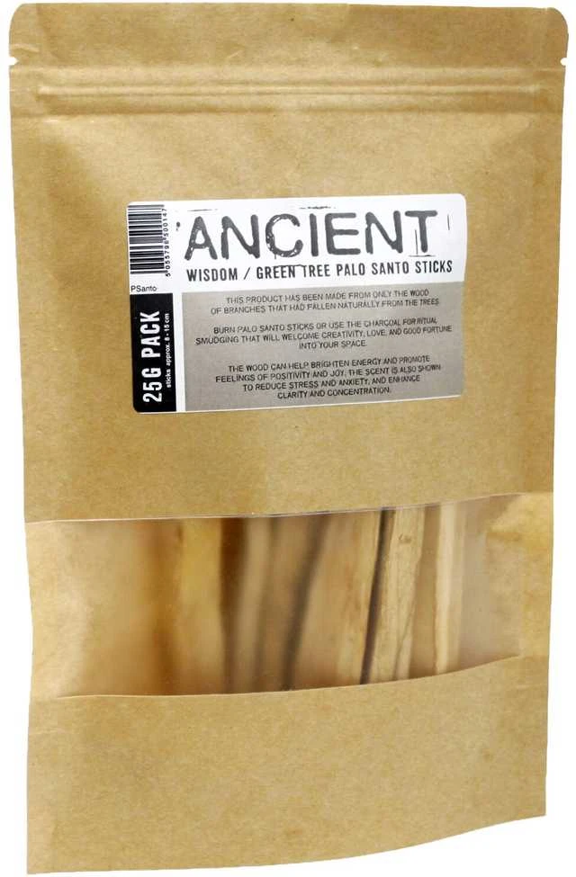 Ancient Wisdom Ancient Žaliojo medžio Palo Santo lazdelės smilkymui, 25g, 3-5 lazdelės