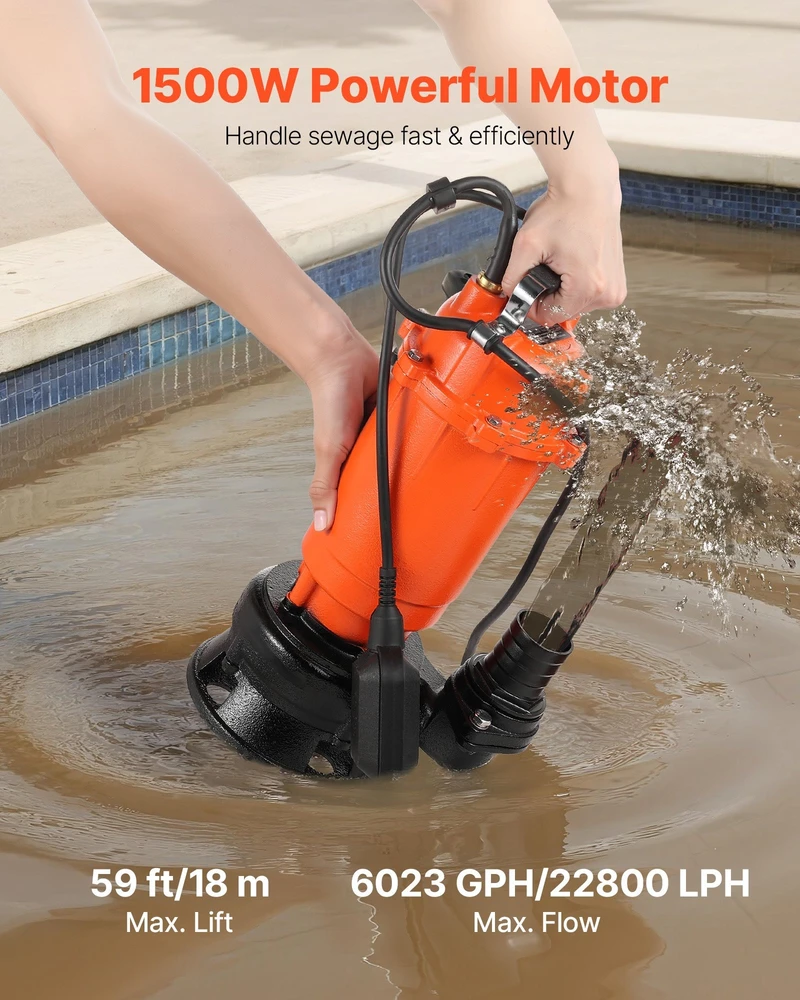 VEVOR 1500 W povandeninis nuotekų siurblys