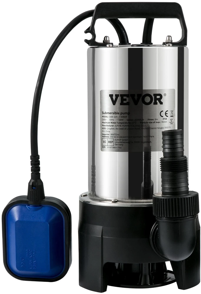 VEVOR Panardinamas vandens siurblys 1100W, 20,000 l/h