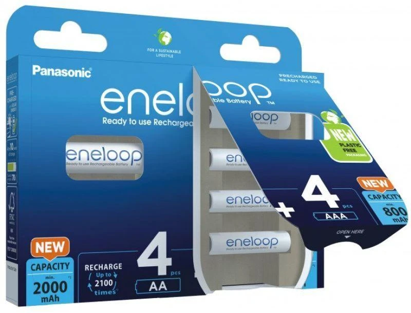 PANASONIC ENELOOP komplektas 4 x AA 2000mAh + 4 x AAA 800mAh