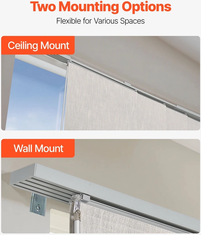 VEVOR Pilkais paneliniomis žaliuzėmis 116-218 cm.
