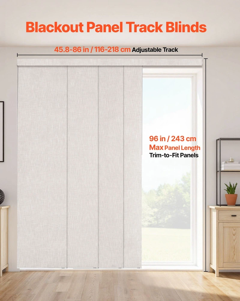 VEVOR Pilkais paneliniomis žaliuzėmis 116-218 cm.