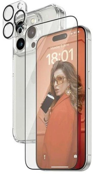 Panzer Glass PanzerGlass Bundle 3in1 set dėklas telefonui skaidrus + plėvelė + kameros apsauga Apple iPhone 15 Pro Max
