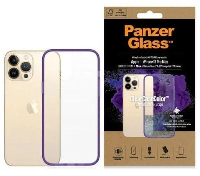 Panzer Glass PanzerGlass Clearantibacterial Military Grade certified Apple iPhone 13 Pro Max - dėklas telefonui skaidrus ir violetinės spalvos