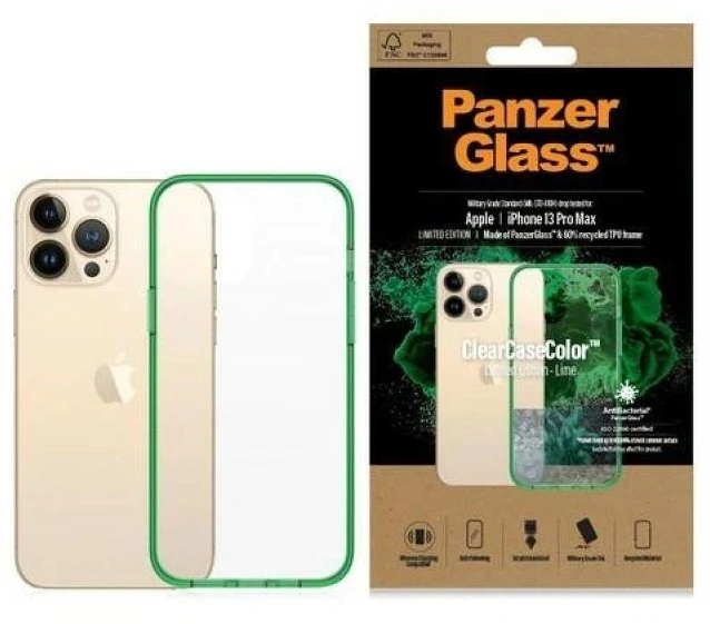 Panzer Glass PanzerGlass ClearAntibacterial Military Grade Certified Apple iPhone 13 Pro Max - dėklas telefonui skaidrus ir žalios spalvos