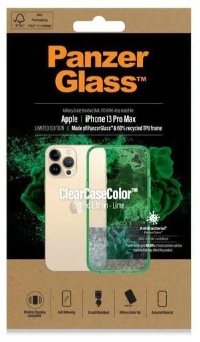 Panzer Glass PanzerGlass ClearAntibacterial Military Grade Certified Apple iPhone 13 Pro Max - dėklas telefonui skaidrus ir žalios spalvos