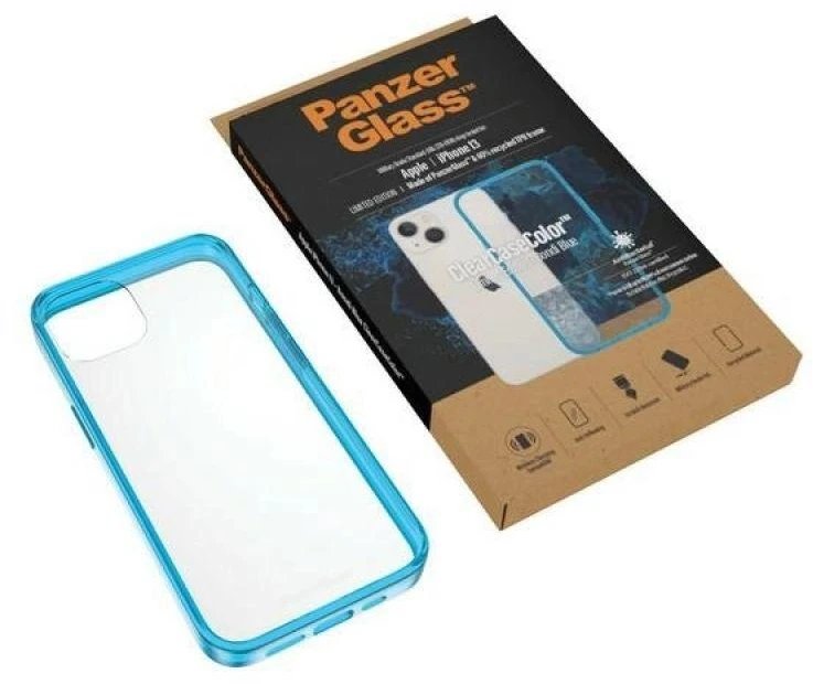 Panzer Glass PanzerGlass Clearantibacterial Military Grade certificate Apple iPhone 13 / 14 / 15 - dėklas telefonui skaidrus ir mėlynos spalvos
